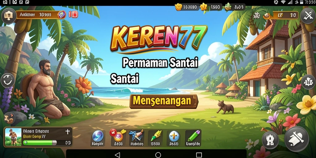 Screenshot gameplay KEREN77 dengan karakter lucu dan level menantang.