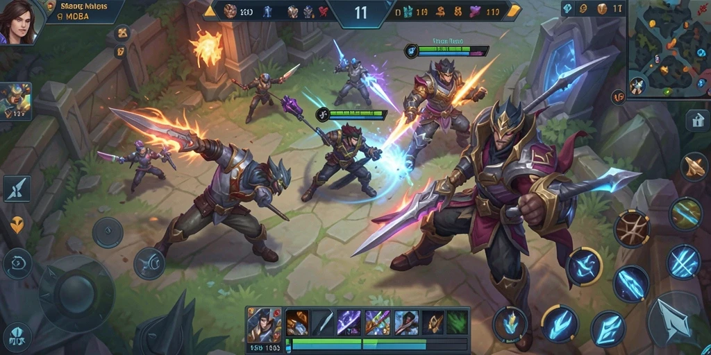 Tampilan menarik dari gameplay MOBA di MDG188.
